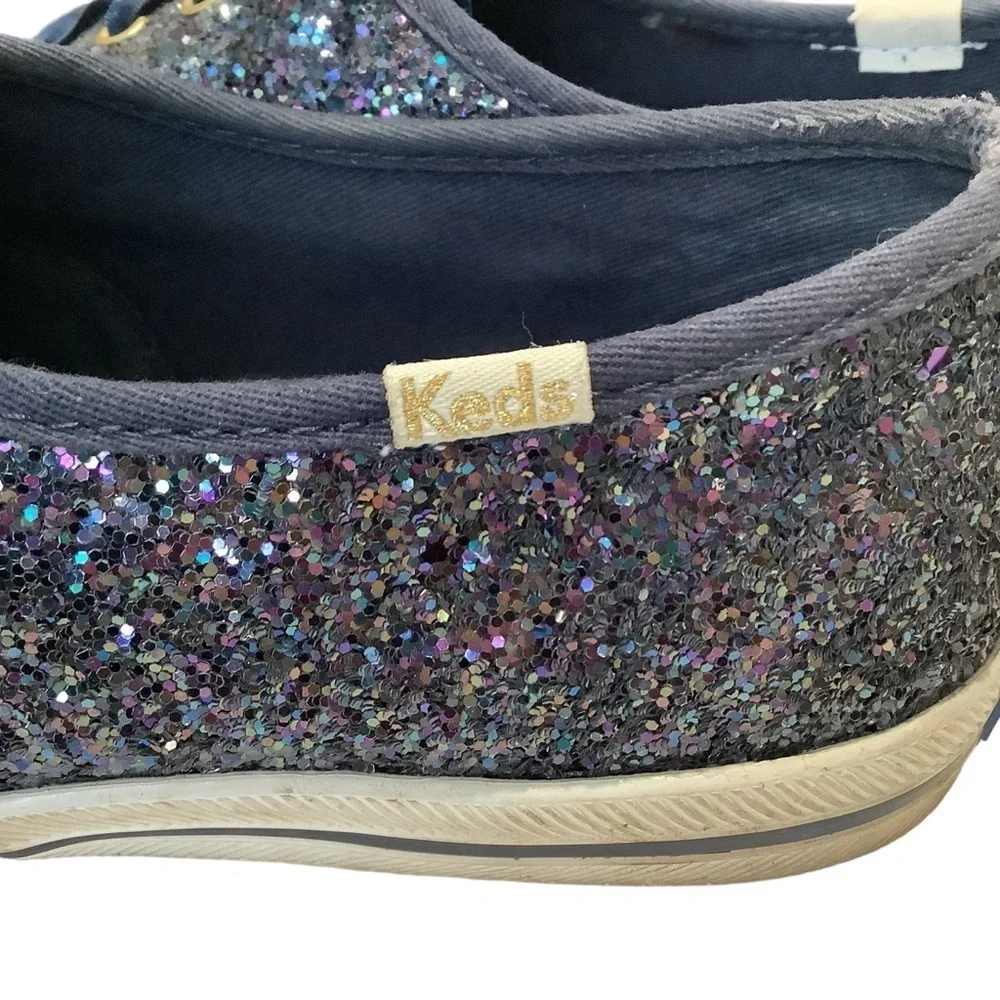 KEDS X KATE SPADE Navy Blue Glitter Champion Sneakers Size 9